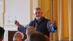Marc Ferraro speaks to Valley Forge Military Academy cadets