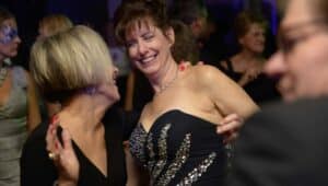 Two women on the dance floor at the West Chester Charity Ball