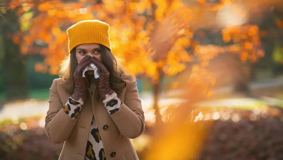 woman dealing with fall allergies