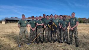 Valley Forge Military College Cadets stand together after emerging victorious at the Spartan Ranger Challenge