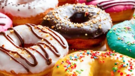 closeup of glazed donuts