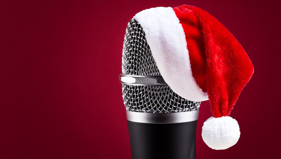 Santa hat on microphone