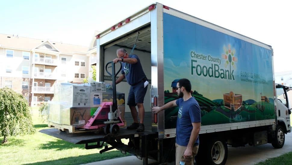 Chester County food bank truck unload