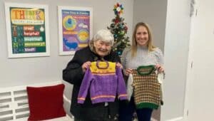 Anne Humes and Susan Czerwin with sweaters