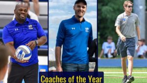 Widener coaches of the year (from left) Donovan Anglin, Logan Stroman, and Ross Liberari