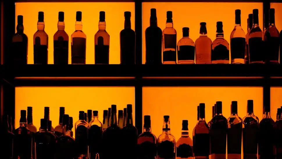 liquor on shelves