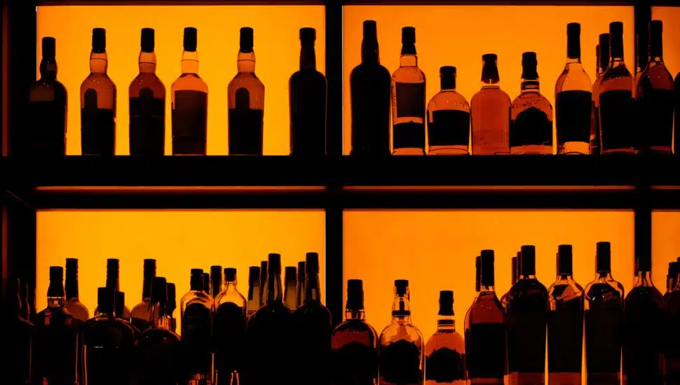 liquor on shelves