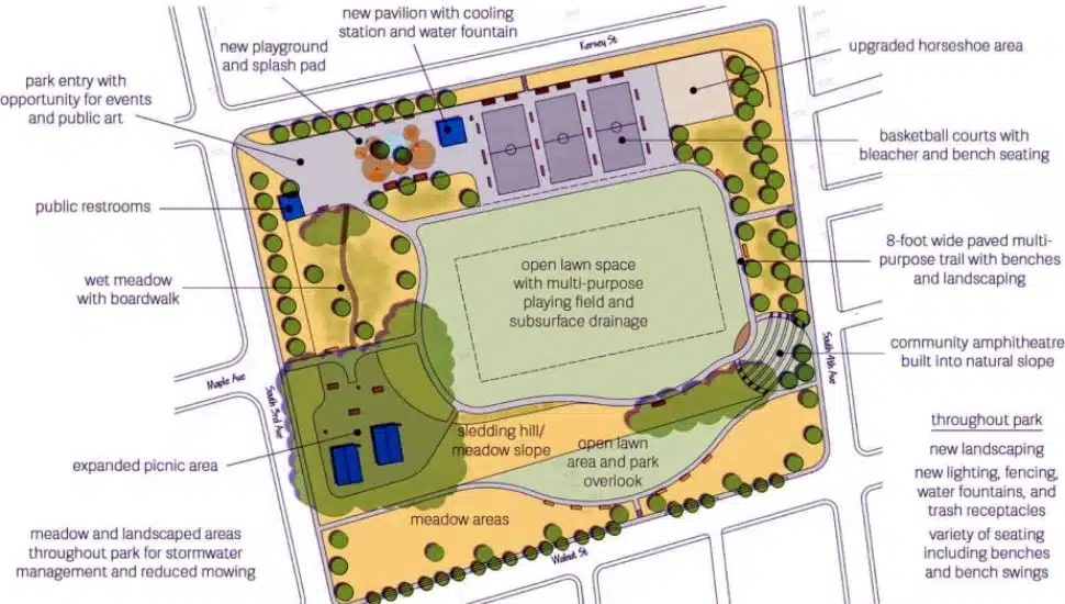 Drawing design for Ash Park in Coatesville.