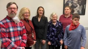 Families met with Pennsylvania Deputy Secretary Kristin Ahrens, center, at The Arc of Chester County office in West Chester.