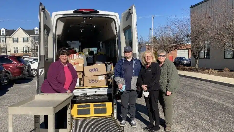 (From left) Kerri Walton, Brendan Degnan (Arc employees), Jeanne Meikrantz (CEO, The Arc of Chester County) and Kathy Sullivan.