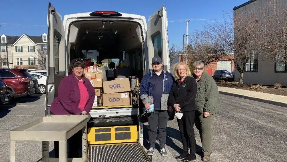 (From left) Kerri Walton, Brendan Degnan (Arc employees), Jeanne Meikrantz (CEO, The Arc of Chester County) and Kathy Sullivan.