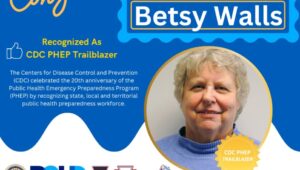 Betsy Walls is congratulated in a social media post by the Delaware County Health Department for being a public health trailblazer in Pennsylvania