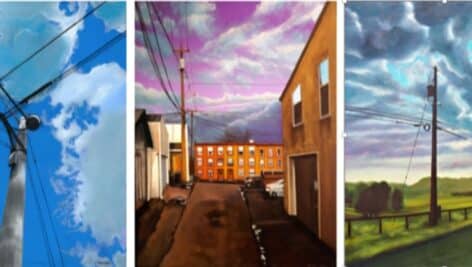 Trio of Wired Paintings, “Taking Wing”, Matlack St” and “I Still Believe”.