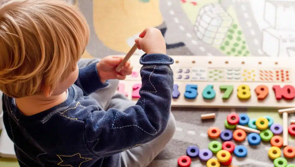 child playing at daycare