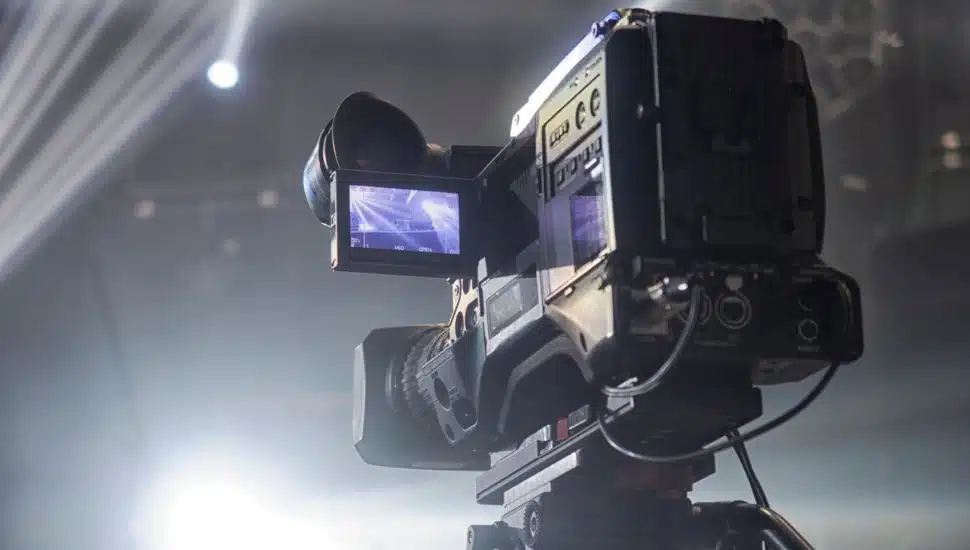 television camera in the concert hall before the concert