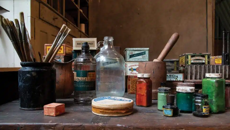 Painting supplies in N.C. Wyeth' studio.