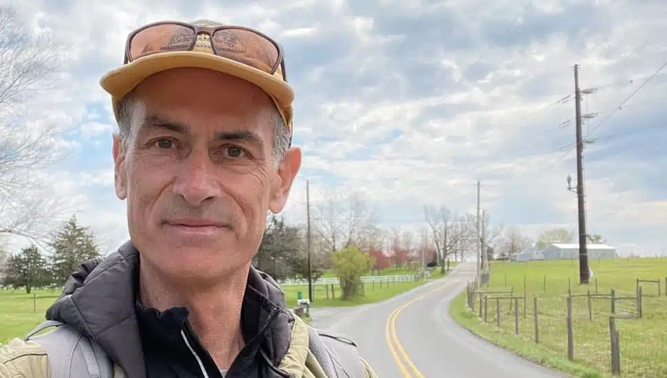 Man Walking from Washington D.C. Travels Though Bucks County on His Way to New York City