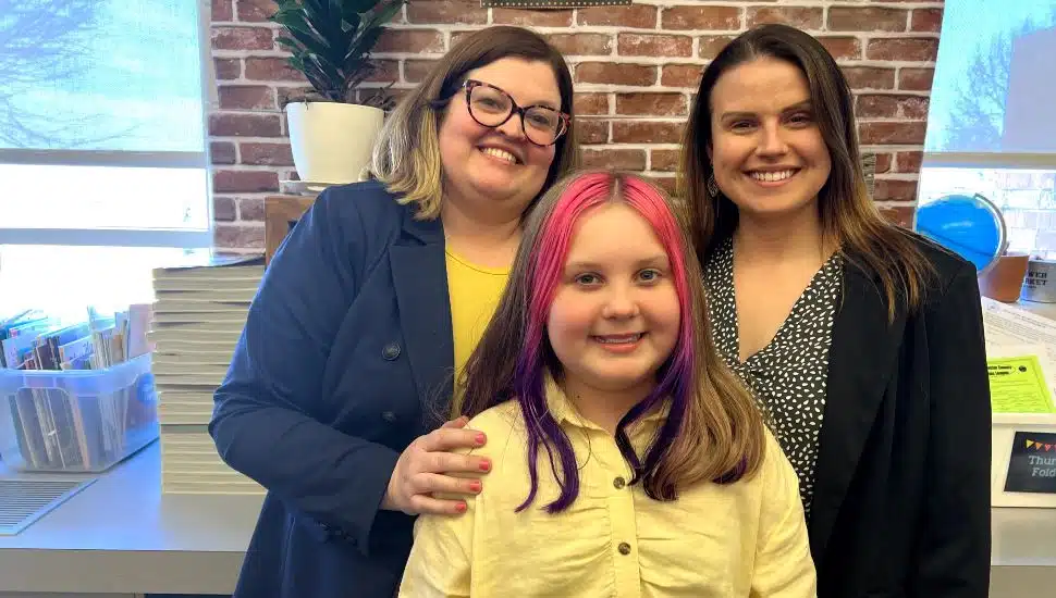 From left, Mimi Wallace and Emily Lucas, with Olive Wallace.