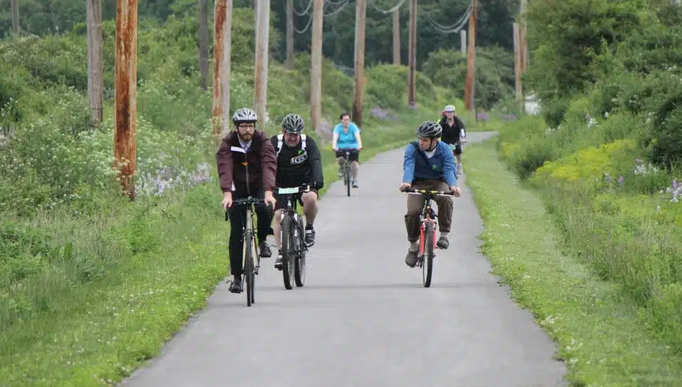people biking