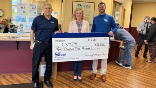 From left, Frank Monterosso, Brand Ambassador S&T Bank, Maureen Tomoschuk, President and CEO of CVIM, and James Robinson, VP Regional Manager S&T Bank.