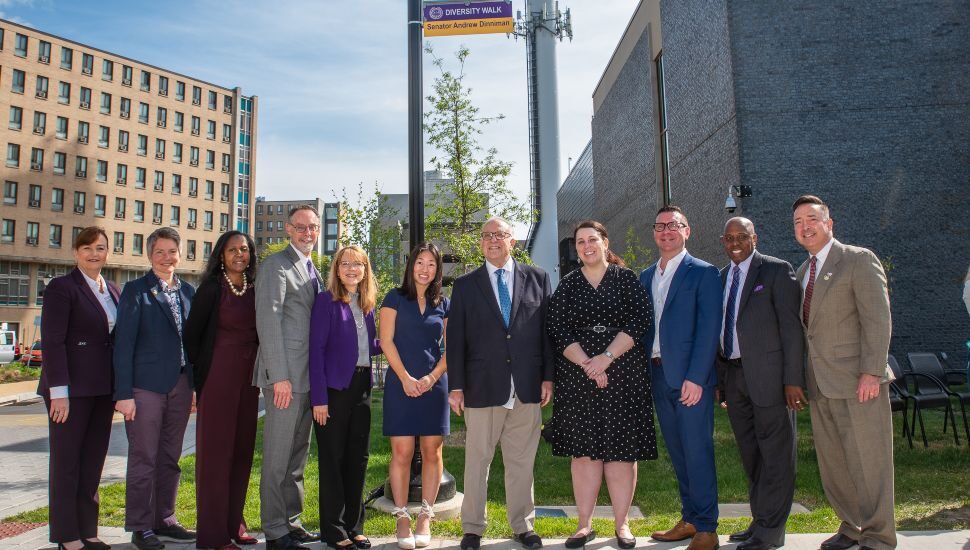 Federal, state and county officials attending the Diversity Walk dedication ceremony at West Chester University.