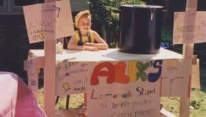 Alex at her lemonade stand.