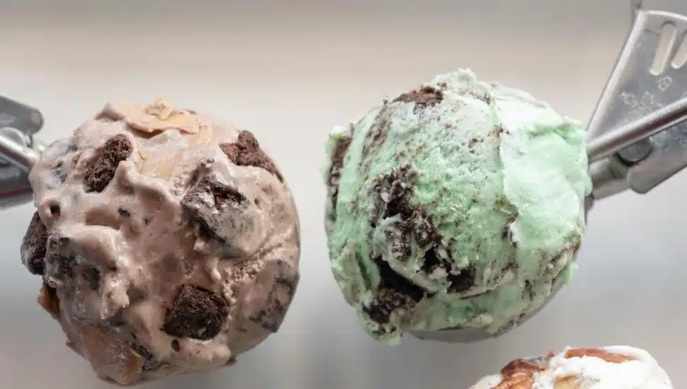 ice cream on scoops