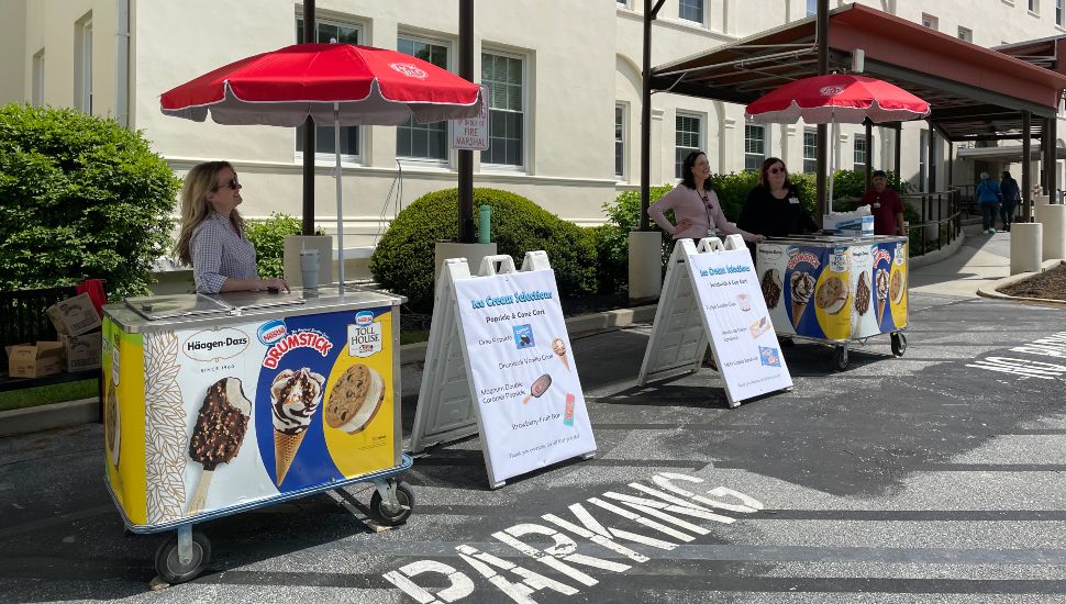 As a token of appreciation, Chester County Hospital leader, Angela Coladonato, Senior Vice President Nursing/Chief Nursing Officer handed out ice cream treats to employees as a way to say thank you for their work during the COVID-19 pandemic.