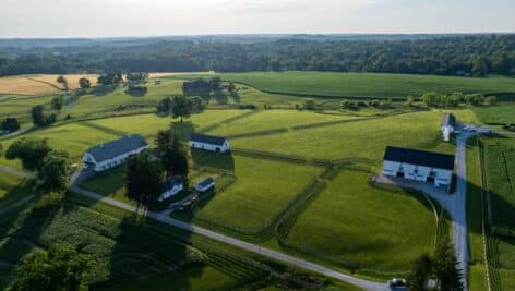 Drone image of Crebilly Farm, Chester County, PA