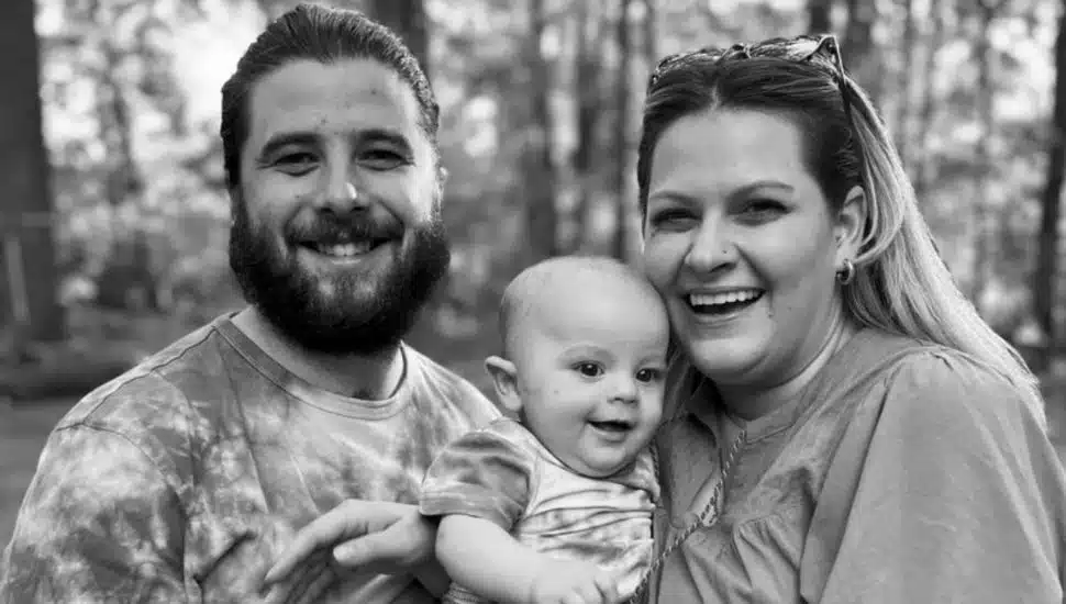 Liz Fiola and Jamie Yakscoe with baby Hank.