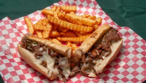 cheesesteak and fries