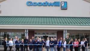 Ribbon-cutting for the Goodwill reopening.