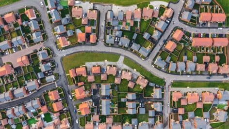 aerial view of houses in a neighborhood