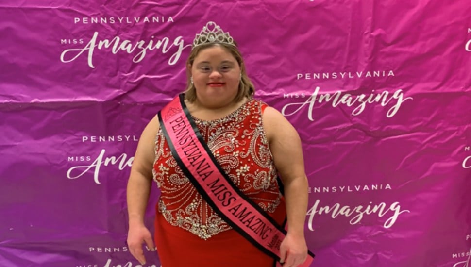 Christine Palladino, wearing one of her beautiful gowns this past spring in the PA Missing Amazing Pageant