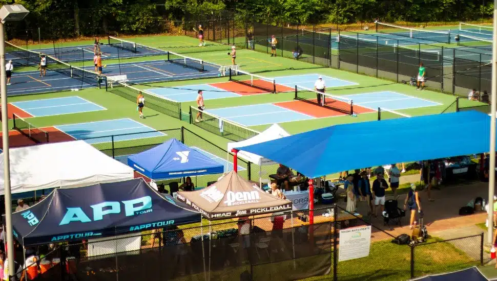 aerial view of YMCA Upper Main Line pickleball courts