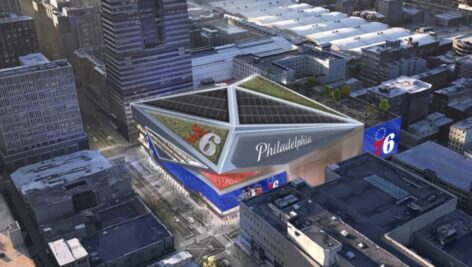 Proposed 76 Place Arena on Market Street in Center City Philadelphia.