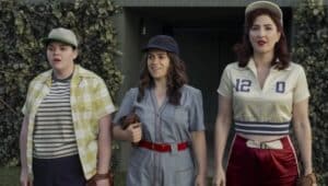 From left, actors Melanie Field, Abbi Jacobson, and D'Arcy Carden