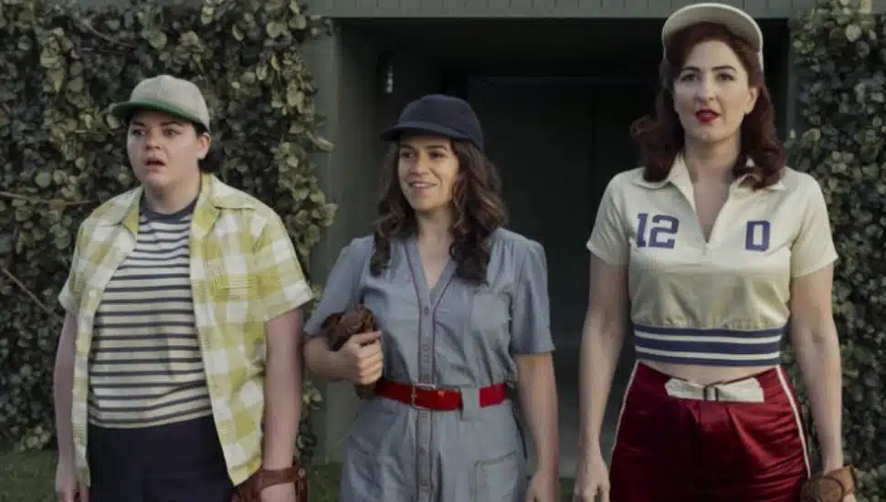From left, actors Melanie Field, Abbi Jacobson, and D'Arcy Carden