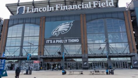 Lincoln Financial Field with Eagles banner