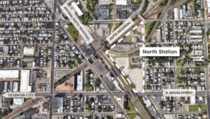 aerial view of North Station project