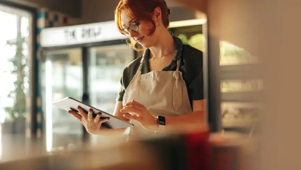 small business owner using an ipad