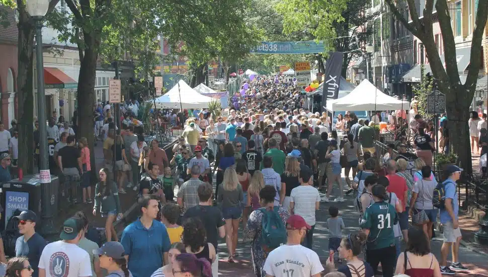 hundreds of people walking on Gay Street for the Chester County Restaurant Festival.