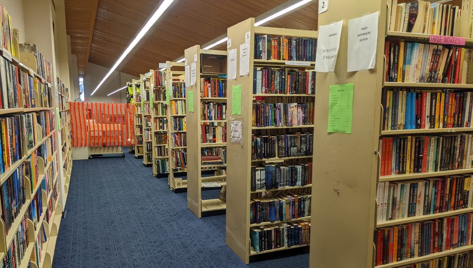 rows of book shelves
