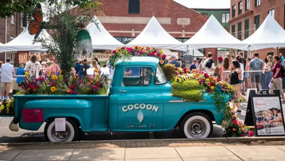 truck filled with flowers