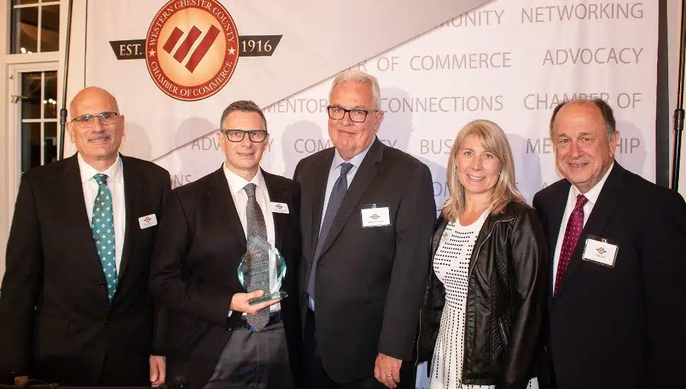 Greg Vietri, Award Recipient John H. Lymberis, John Filoromo, Alissa Griffith, and Lou Teti.