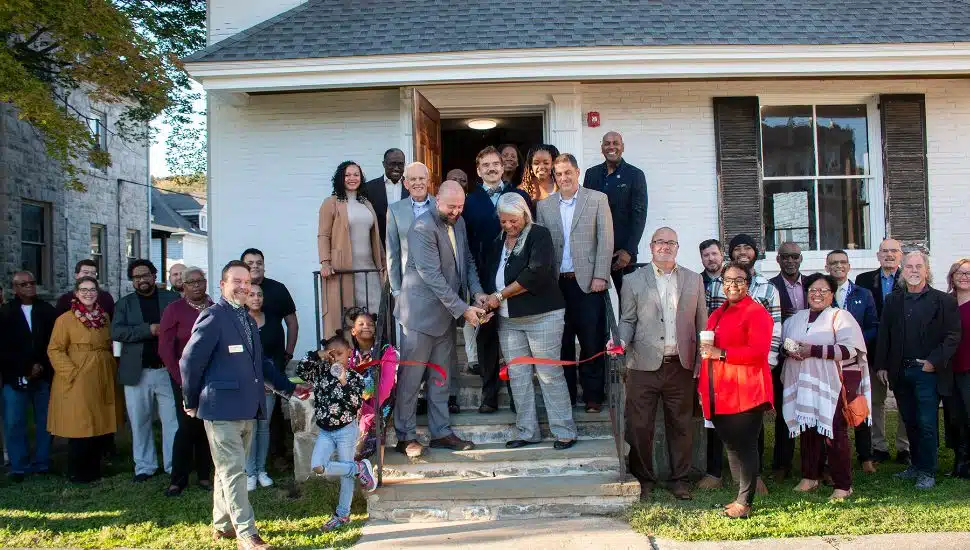 people attending ribbon-cutting event in Coatesville