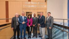 Pictured, left to right, are Dr. Raymond Hohl, Rory Ritrievi, Dr. Karen Kim, Dr. Jay Raman, Dr. Robert Harbaugh, and Don McKenna.