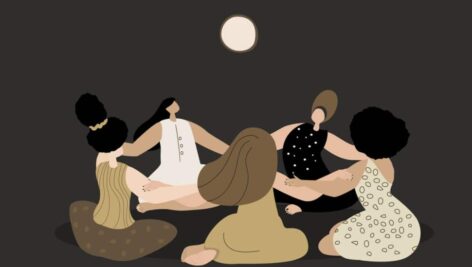 graphic. people sitting in a circle