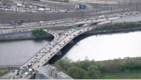 Arial view of the Vine Street exit of the Schuylkill Expressway
