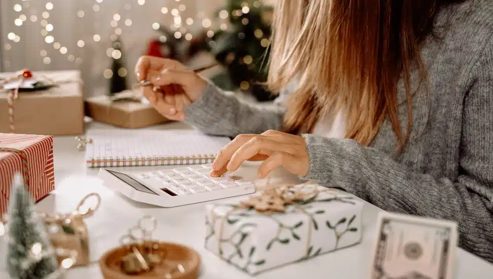 woman doing holiday season shopping